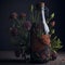 Blooming Beauty: Trending Bottle with Colorful Floral Decor in Enhanced Studio Focus