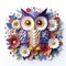 Blooming Brilliance: Kirigami Owl in Colorful Serenity