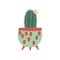 Blooming Cactus House Plant Growing in Cute Flowerpot, Design Element for Natural Home Interior Decoration Vector