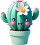 A blooming cactus with a surprised expression.