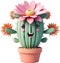 A blooming cactus with a surprised expression.