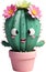 A blooming cactus with a surprised expression.