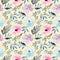 blooming floral watercolor seamless pattern