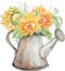 Blooming Flower Aesthetic Drawings in a Assorted Vintage Vase and Jars, Vector Outline illustration with a Bouquet