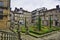 a blooming garden in the courtyard. Santiago de Compostela