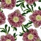 Blooming hellebore flowers. Floral seamless pattern. Helleborus niger. Winter rose. Christmas rose.