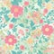 Blooming midsummer meadow vintage flower pattern. Plant background for fashion. Generative AI Illustration.