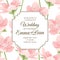 Blooming pink sakura magnolia invitation card