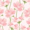 Blooming pink sakura magnolia seamless pattern