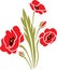 Blooming poppies. Flat design