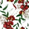 Blooming realistic garden flowers. Handdrawn style. Vector illustration. Blossom flowering seamless pattern painted by hand.