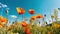 Blooming Splendor: Vivid Yellow and Red Poppies in Nature\\\'s Embrace