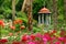 Blooming summer garden and gazebo