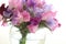 Blooming sweet peas. Artificial Summer flowers for interior decoration. Beautiful bouquet of blossom blue sweet peas. Happy birth