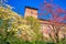 The blooming trees of Cornus Florida at Visconti Castle, Pavia