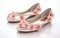 Blossom Bliss Ballet Flats on a White Background -Generative Ai