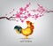 Blossom chinese new year 2017 rooster and background