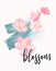 Blossom lettering.  greeting cards, banners and invitation card with blossom sakura flowers. Color pink sakura cherry blossom flow