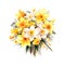 blossom, narcissus watercolor vector floral, bouquet