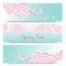 Blossom sakura or cherry cards. Spring flowers banners