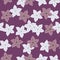 Blossom seamless pattern with hand drawn random tropic flowers shapes. Purple pastel background