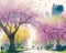 Blossoming Cityscapes: Experience the Magic of Springtime Urban Vistas in AI-Created Watercolors