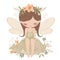 Blossoming fairyland bliss, adorable illustration of colorful fairies with blossoming wings and blissful flower magic
