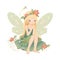Blossoming fairyland serenade, vibrant illustration of cute fairies with colorful wings and serenading flowers