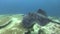 Blotched fantail ray, Marbled Stingray Taeniurops meyeni hide under the coral during day time in Indian ocean