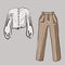 Blouse and trousers, jeans. Part of a basic wardrobe set. Clothing store, fashion. Isolated vector