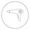 Blow dryer . Hair dryer icon black color in circle