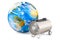 Blower heater with Earth Globe, 3D rendering