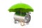 Blower heater under umbrella, 3D rendering