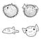 Blowfish Animal Vector Illustration Hand Drawn Cartoon Art