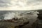 blowholes on the rocks along tonga coastline in south pacific