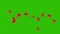 Blowing and disappearing red hearts. Animation of floating hearts on green screen. Heart particles as Like symbol for landing page