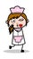 Blowing Kiss - Retro Cartoon Waitress Female Chef Vector Illustration