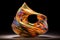 blown glass art piece with swirling colors