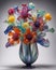 Blown-Glass Flower Bouquet in Photorealism