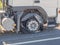 Blown truck front tire