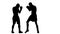 Blows to the body, two men boxers sparring. Slow motion