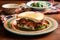 a blt sandwich on an earthenware plate, from a high angle