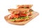 BLT sandwiches on wooden board