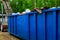 Blu dumpster, recycle waste recycling container trash on ecology and environment