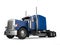 Blue 18 wheeler truck - no trailer - low angle shot