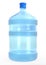 Blue 19 liter or 5 gallon plastic water bottle or container isolated on white background