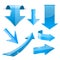 Blue 3d arrows. Shiny icons