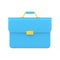 Blue 3d business briefcase. Stylish document bag with gold handle and clasp