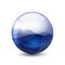 Blue 3D crystal magic sphere. Glass transparent ball with shadows â€“ vector