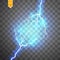 Blue abstract energy shock explosion special light effect with spark. Vector glow power lightning cluster. Electric